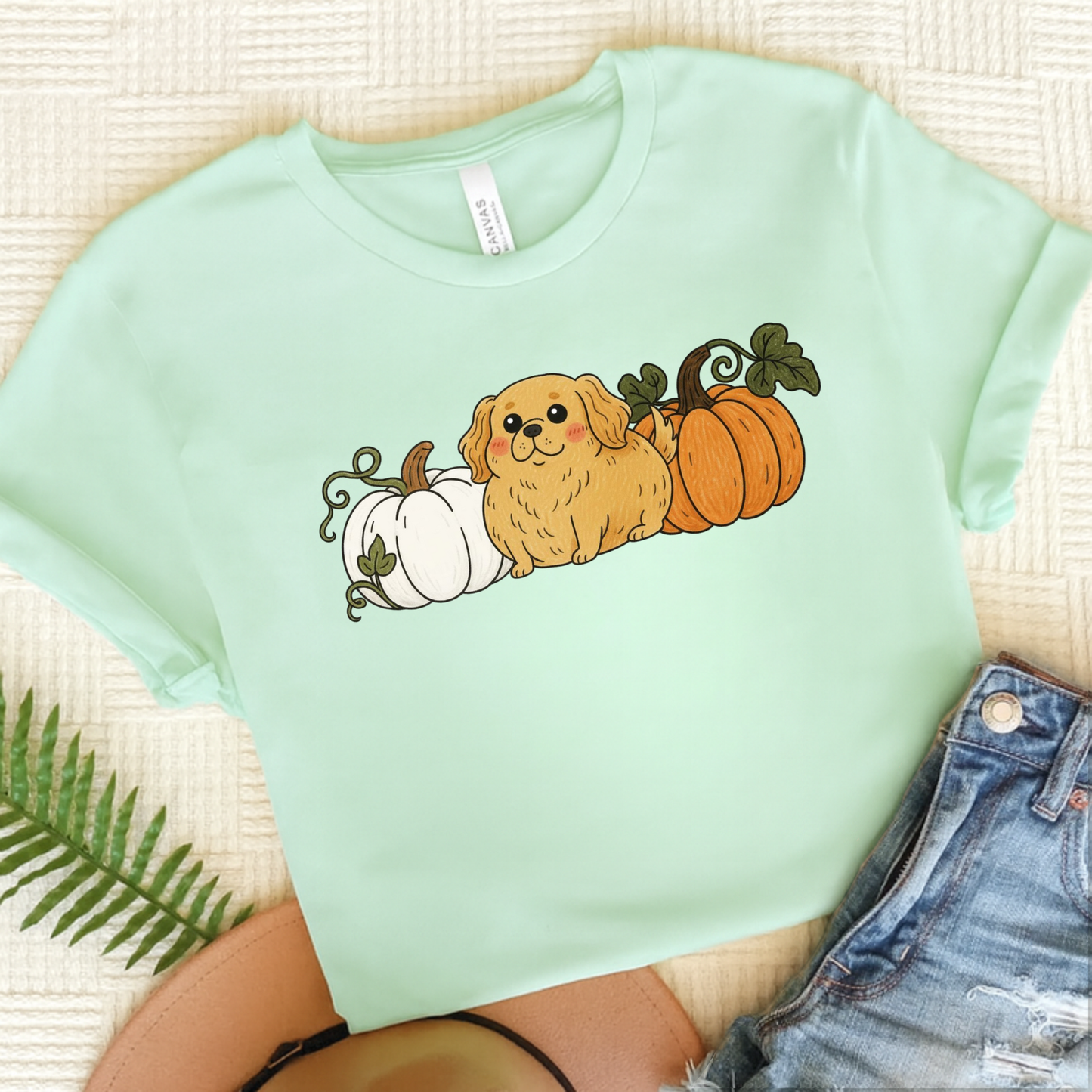 Golden Retriever Pupkin Unisex Tshirt Heather Mint