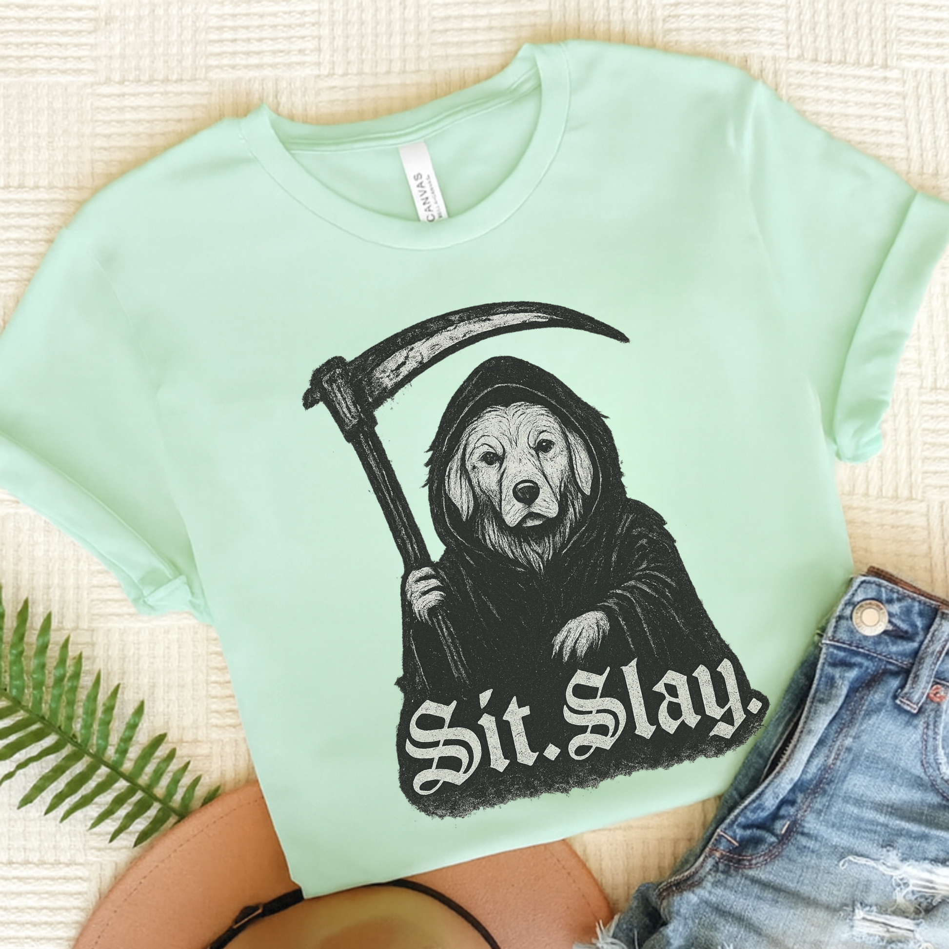 Reaper Golden Retriever Tshirt Heather Mint