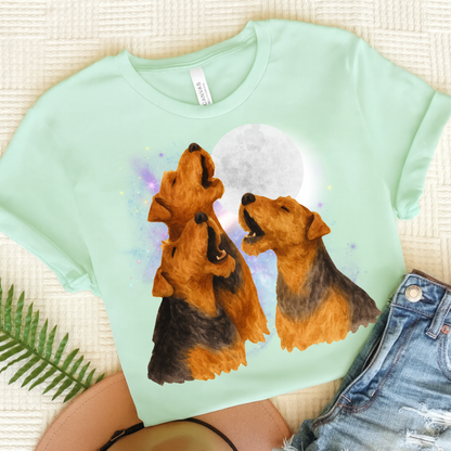 Airedale Terrier Howling TShirt Heather Mint