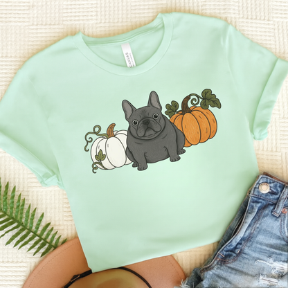 Black Frenchie Pupkin Unisex Tshirt Heather Mint