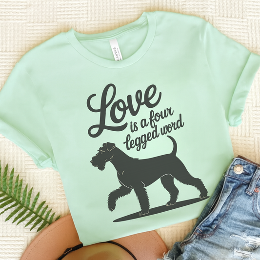 Airedale Terrier Four Legged Word TShirt