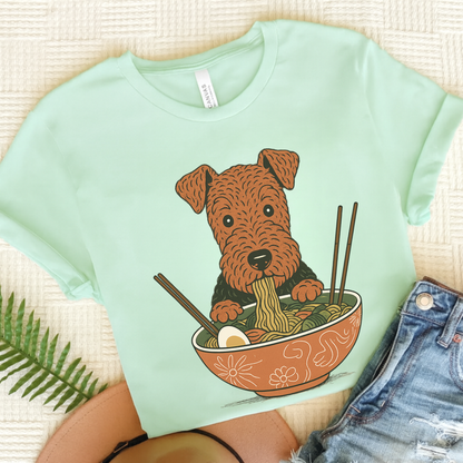 Airedale Terrier Ramen Tshirt Heather Mint