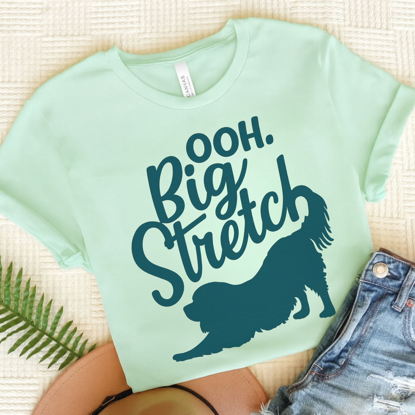 Cavalier King Charles Big Stretch TShirt Heather Mint