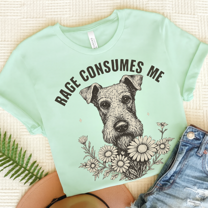 Airedale Terrier Rage Unisex Tshirt Heather Mint