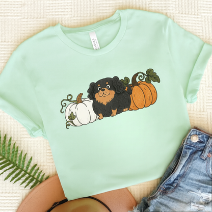 Black Tan Cavalier Pupkin Unisex Tshirt Heather Mint