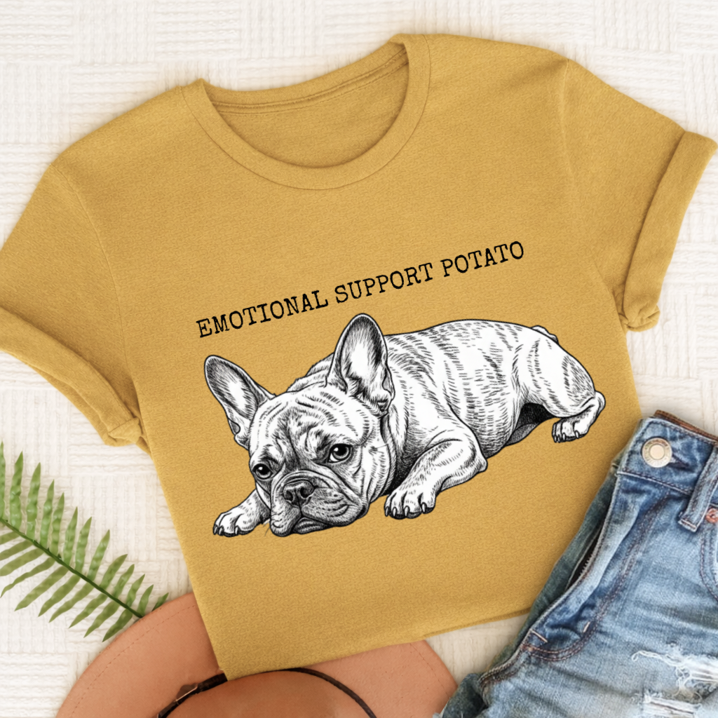 Custom Frenchie Potato Unisex TShirt Mustard