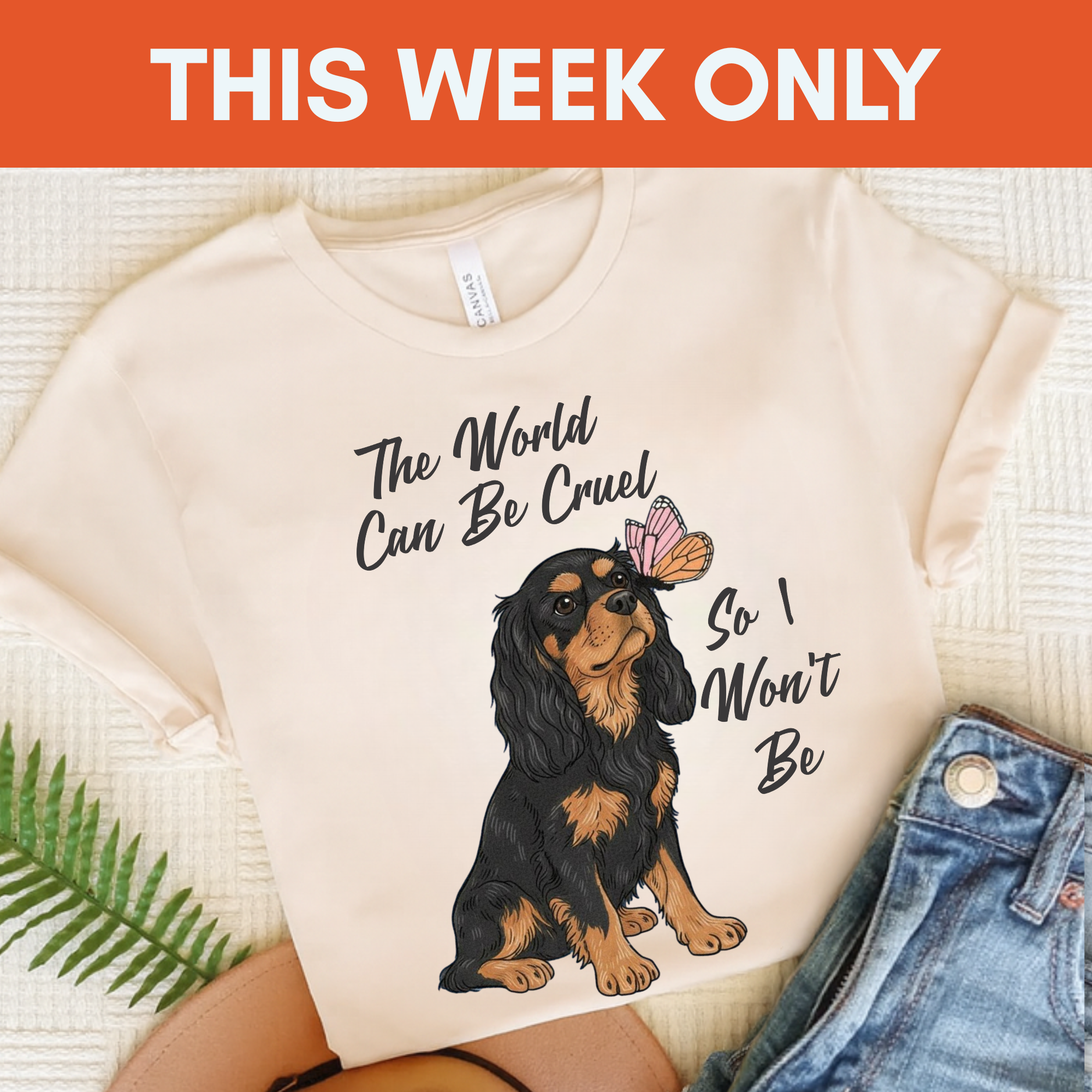 Cruel World Black Tan Cavalier Tshirt Natural