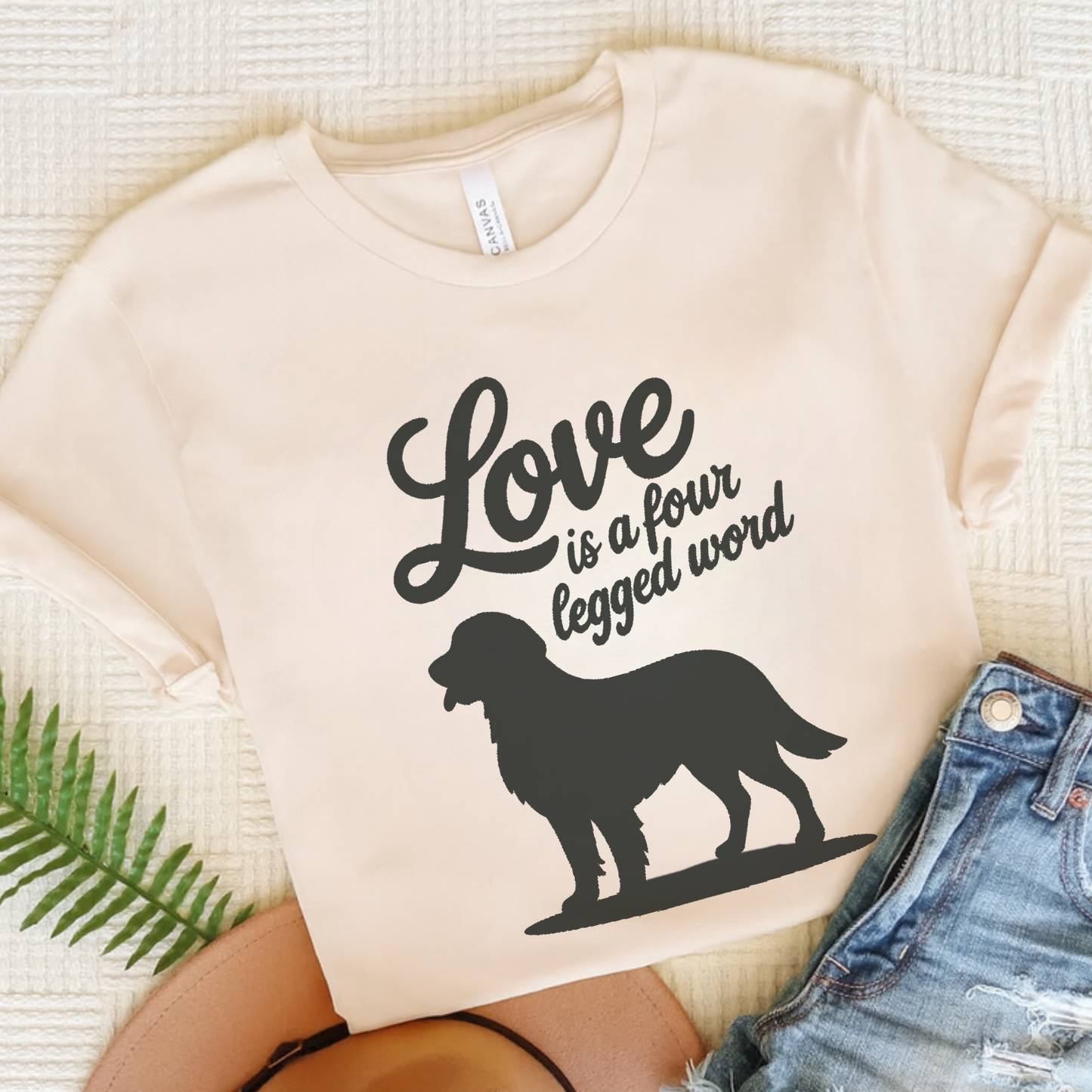 Golden Retriever Four Legged Word TShirt Natural