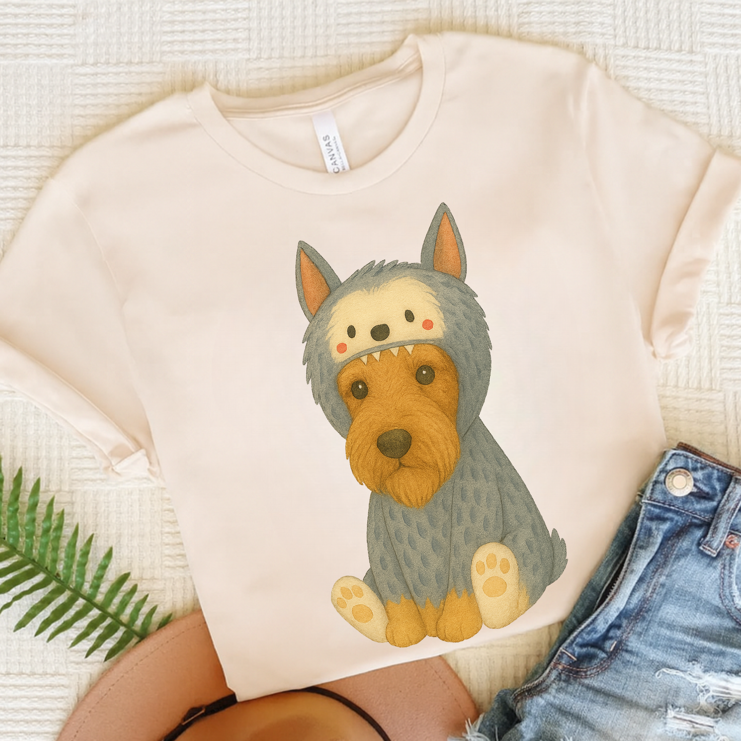 Airedale Terrier Little Monster Tshirt Natural