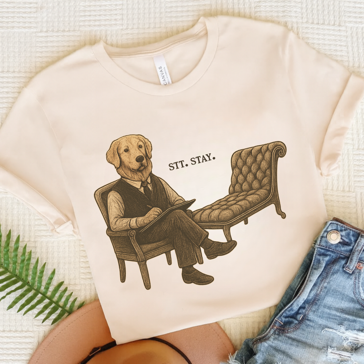 Therapy Golden Retriever Tshirt Natural