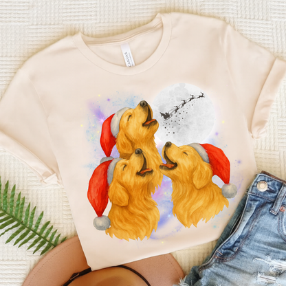 Golden Retriever Christmas Howliday TShirt Natural