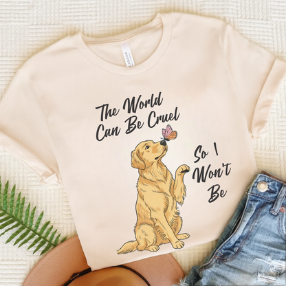 Cruel World Golden Retriever Tshirt Natural