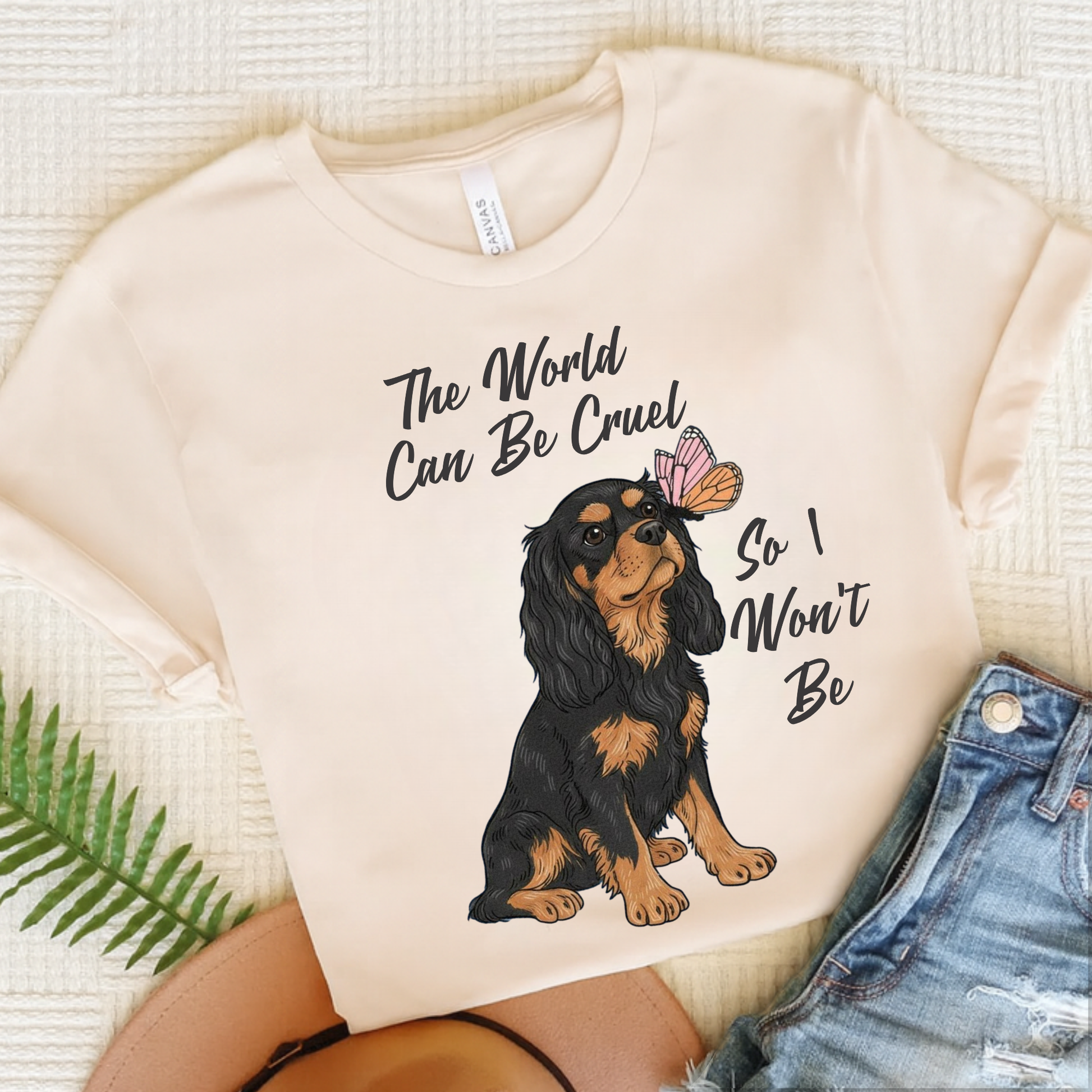 Cruel World Black Tan Cavalier Tshirt