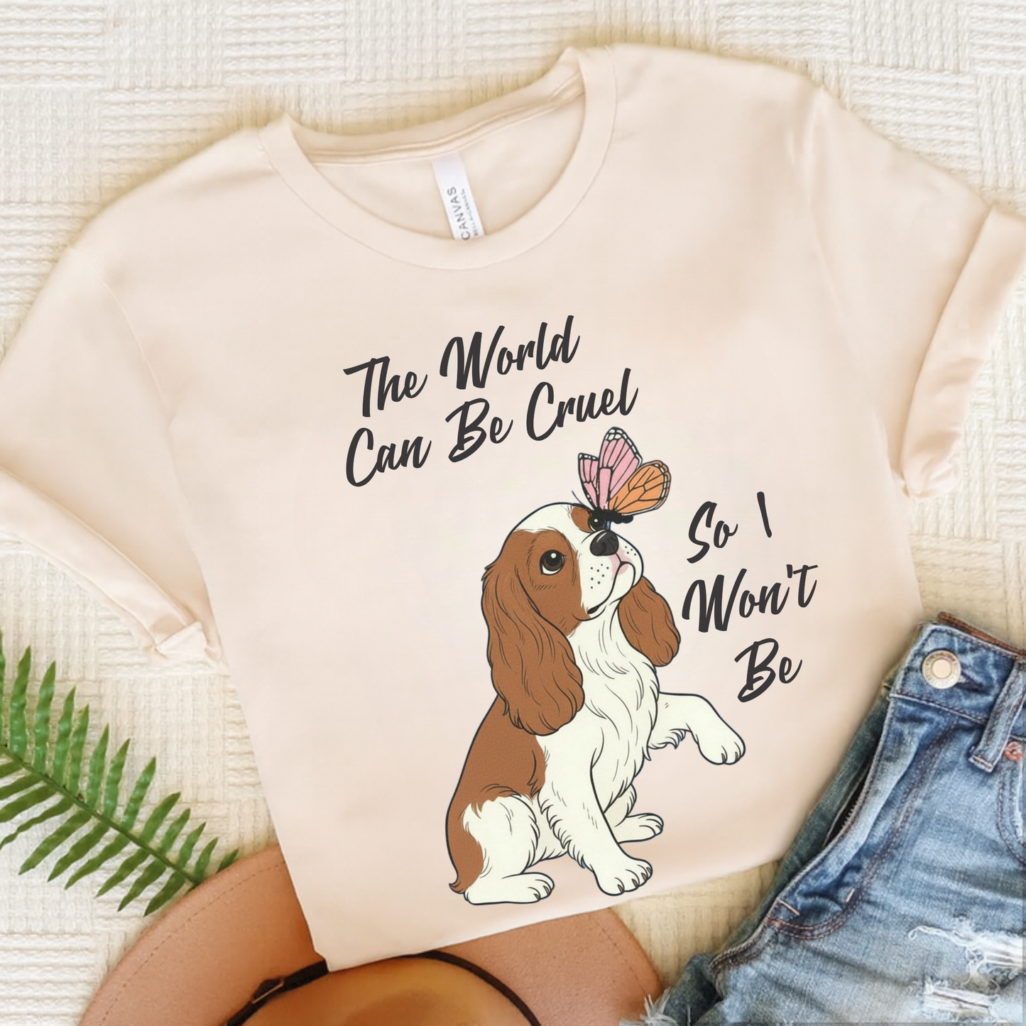 Cruel World Blenheim Cavalier Tshirt Natural