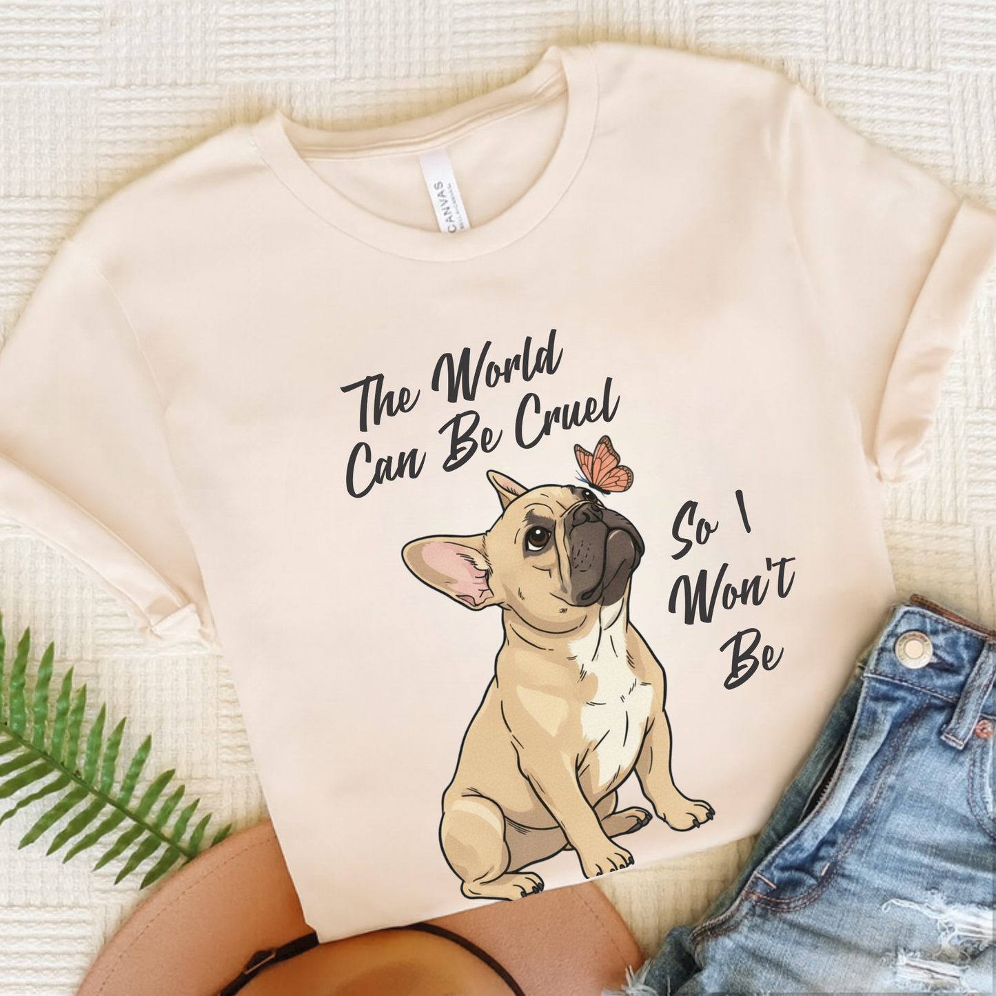 Cruel World Fawn Frenchie Tshirt Natural