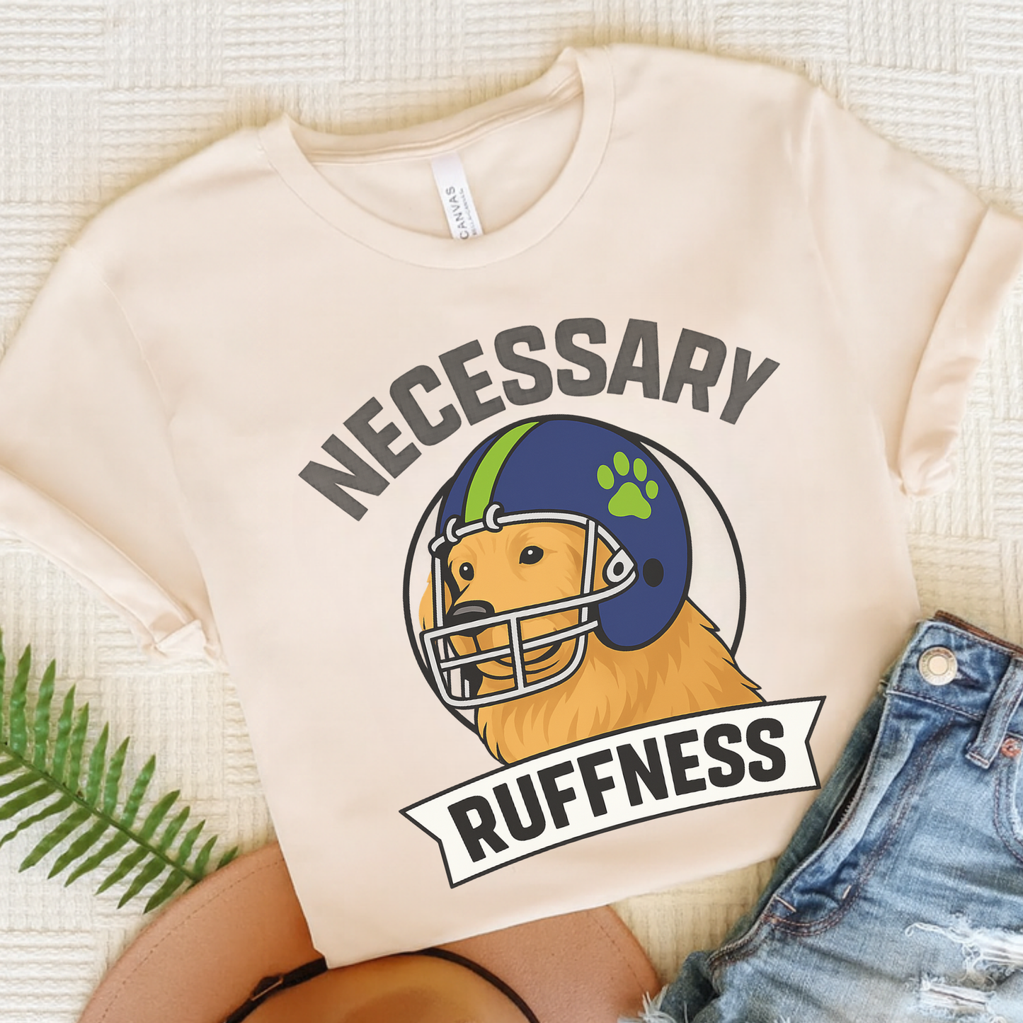 Football Golden Retriever Tshirt Natural