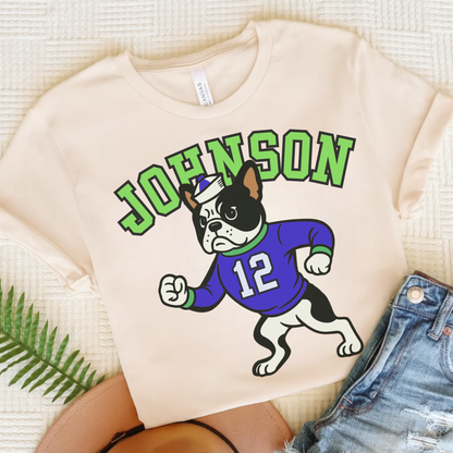 Piebald Frenchie College Mascot TShirt Natural