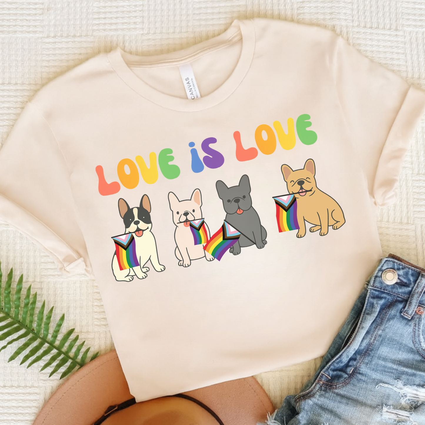 French Bulldog Pride TShirt Natural