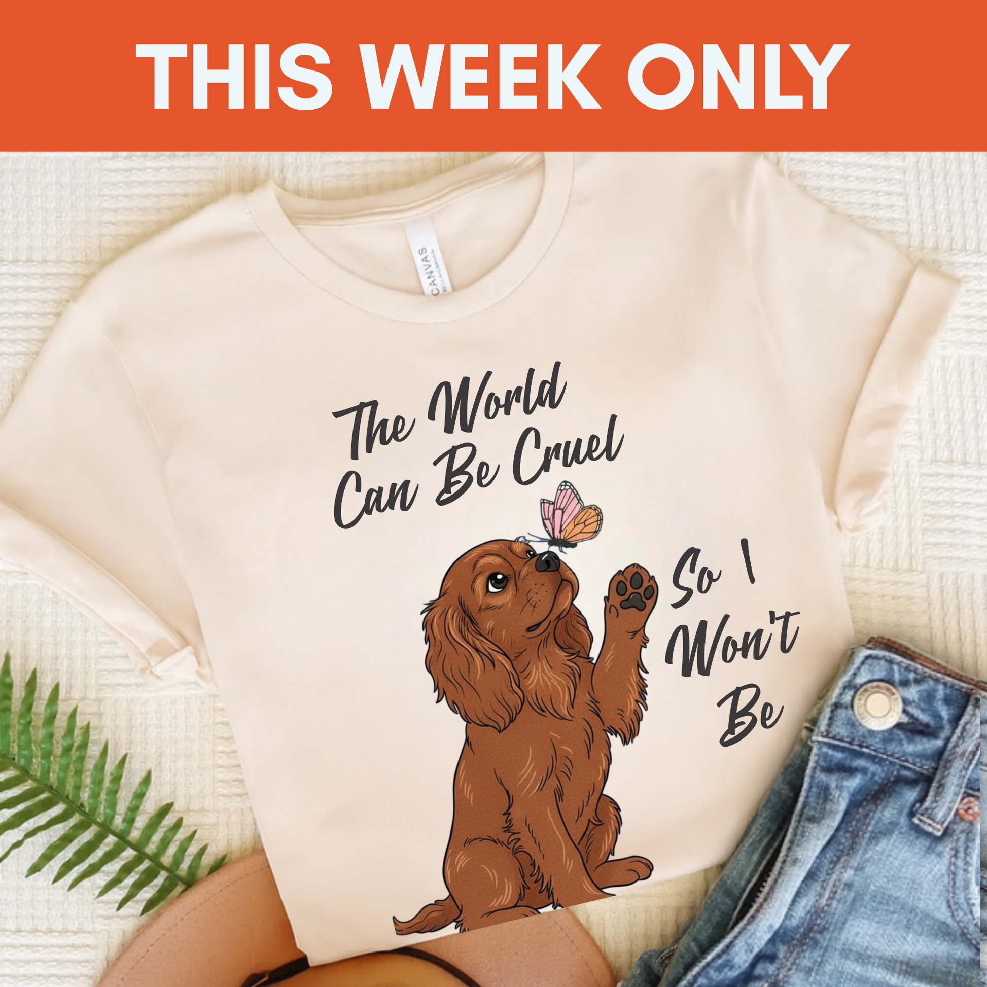 Cruel World Ruby Cavalier Tshirt Natural