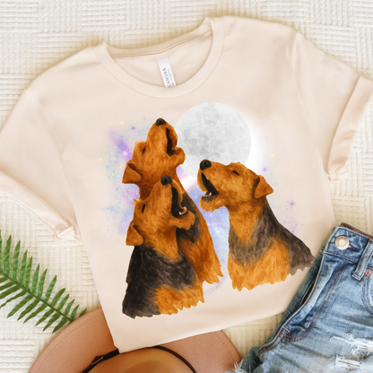Airedale Terrier Howling TShirt Natural
