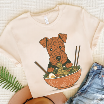 Airedale Terrier Ramen Tshirt Natural