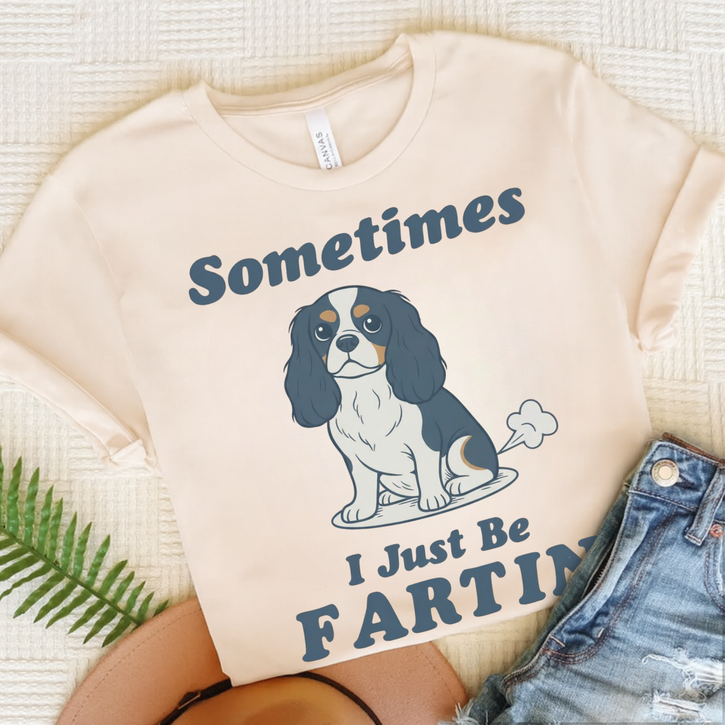 Tricolor Cavalier Fartin' TShirt Natural