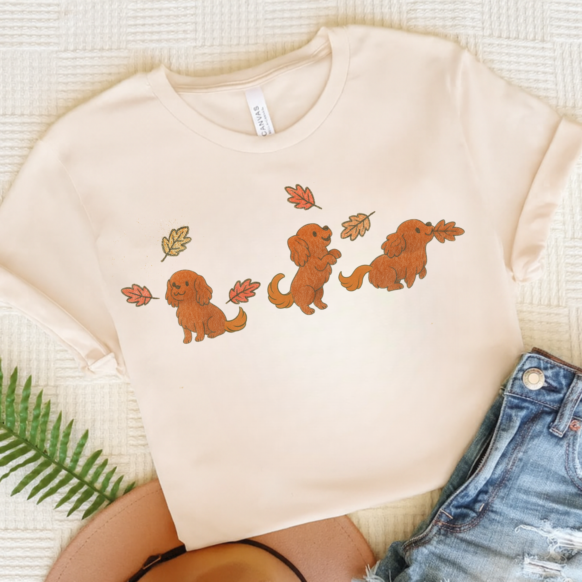 Ruby Cavalier Chasing Leaves TShirt Natural