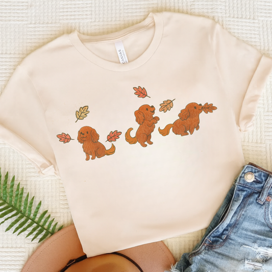 Ruby Cavalier Chasing Leaves TShirt Natural