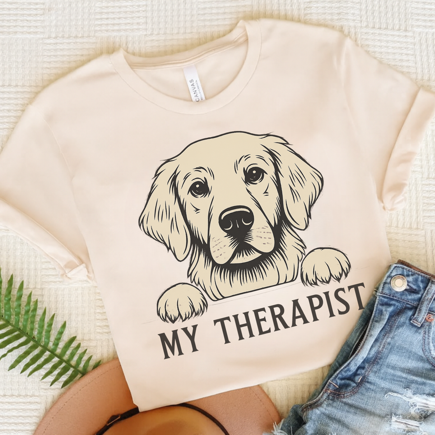 Therapist Golden Retriever Tshirt Natural