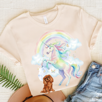 Ruby Cavalier Watercolor Unicorn Tshirt Natural