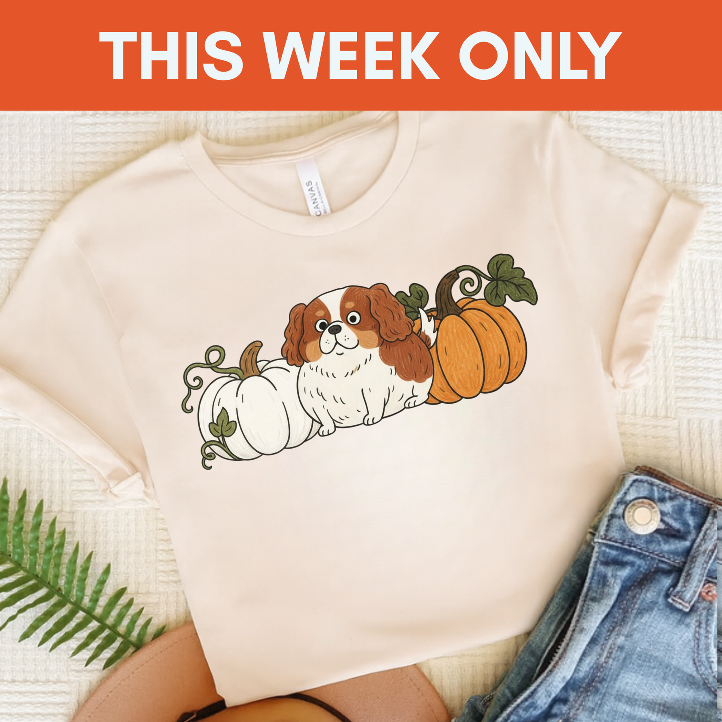 Blenheim Cavalier Pupkin Unisex Tshirt Natural