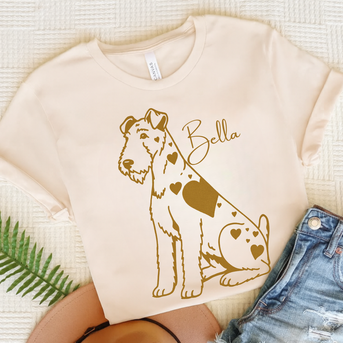 Airedale Terrier Heart Dog TShirt Natural