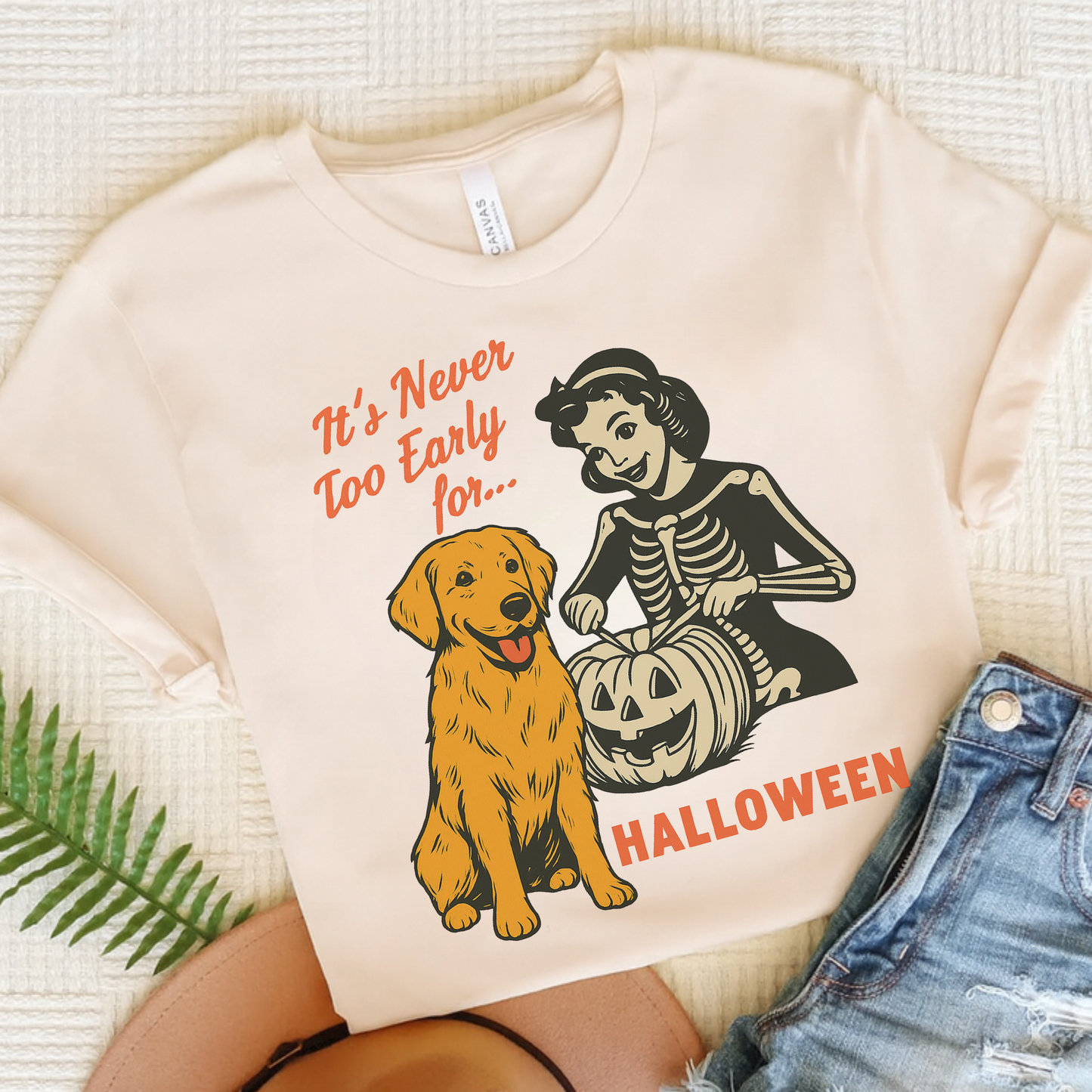 Golden Retriever Early Halloween TShirt Natural