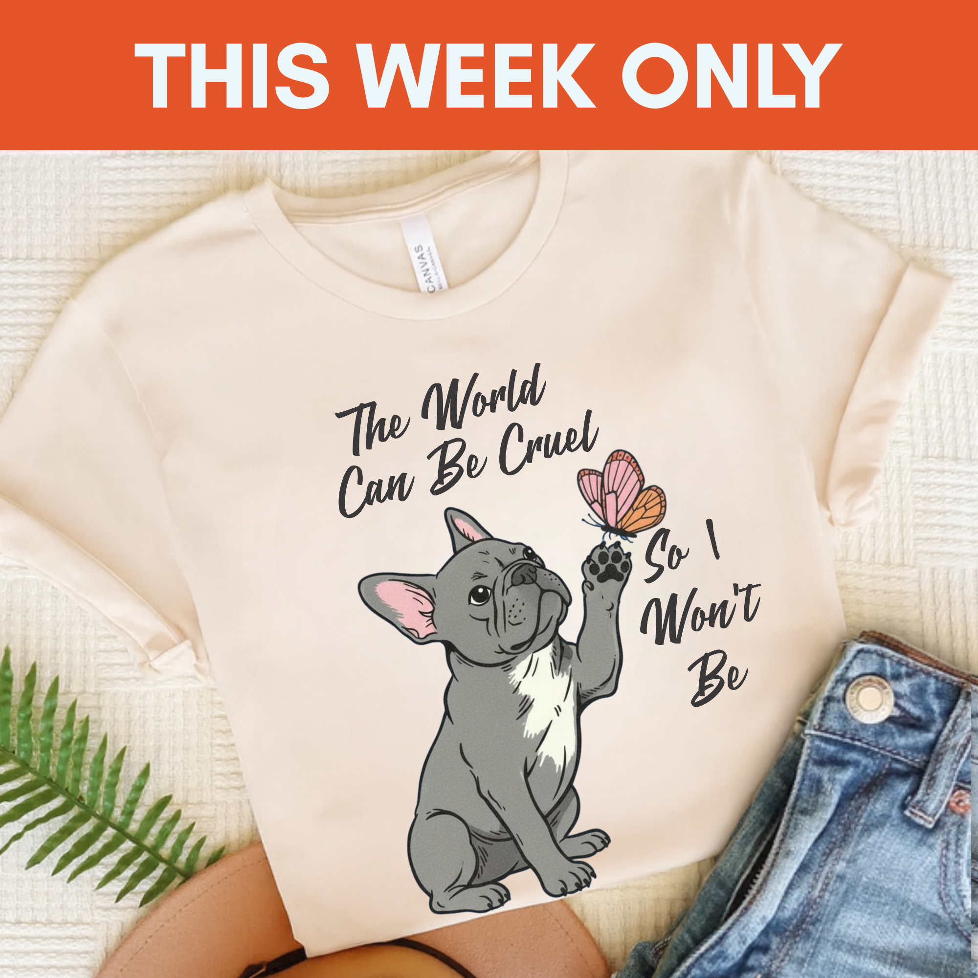 Cruel World Black Frenchie Tshirt Natural