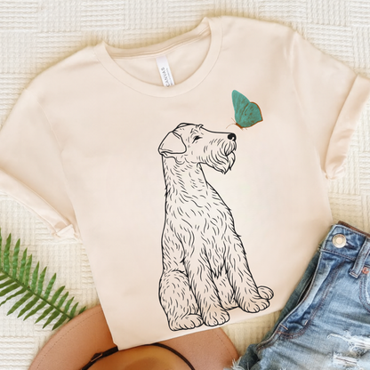 Airedale Terrier Butterfly TShirt Natural