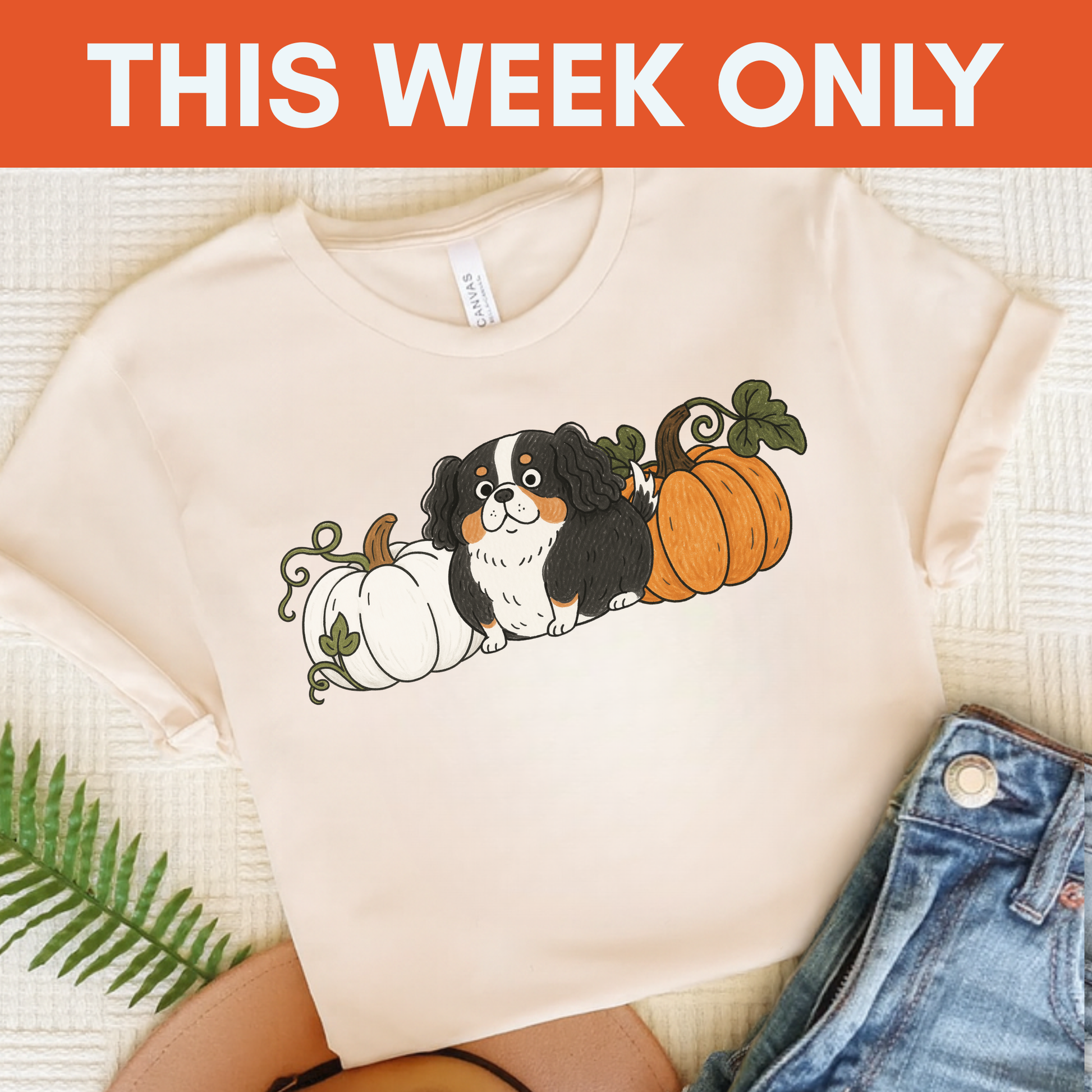 Tricolor Cavalier Pupkin Unisex Tshirt Natural