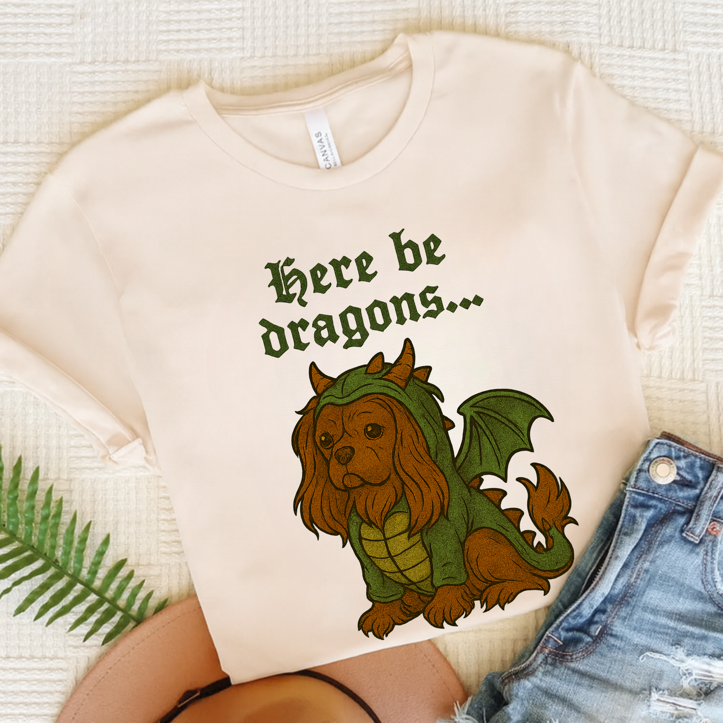 Ruby Cavalier Here Be Dragons TShirt Natural