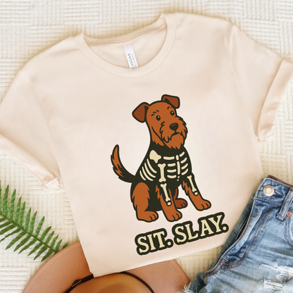 Airedale Terrier Sit Slay Tshirt Natural