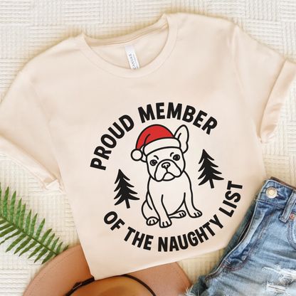 French Bulldog Naughty List TShirt Natural
