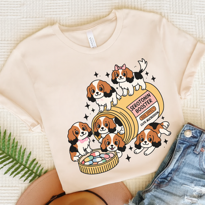 Tricolor Cavalier King Charles Serotonin Tee Natural