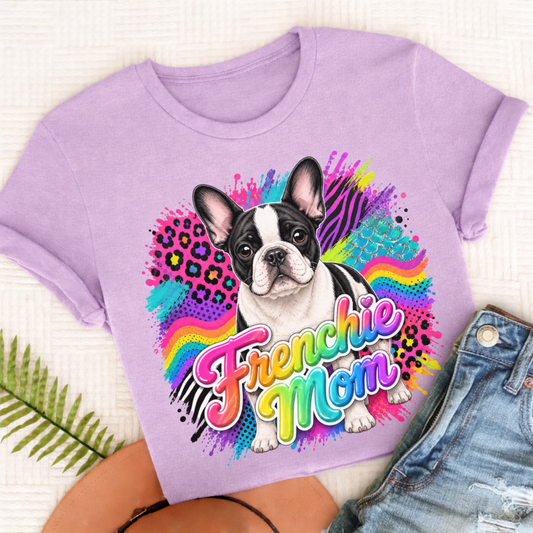 Custom Photo Frenchie 1990s Neon Unisex Tshirt Orchid