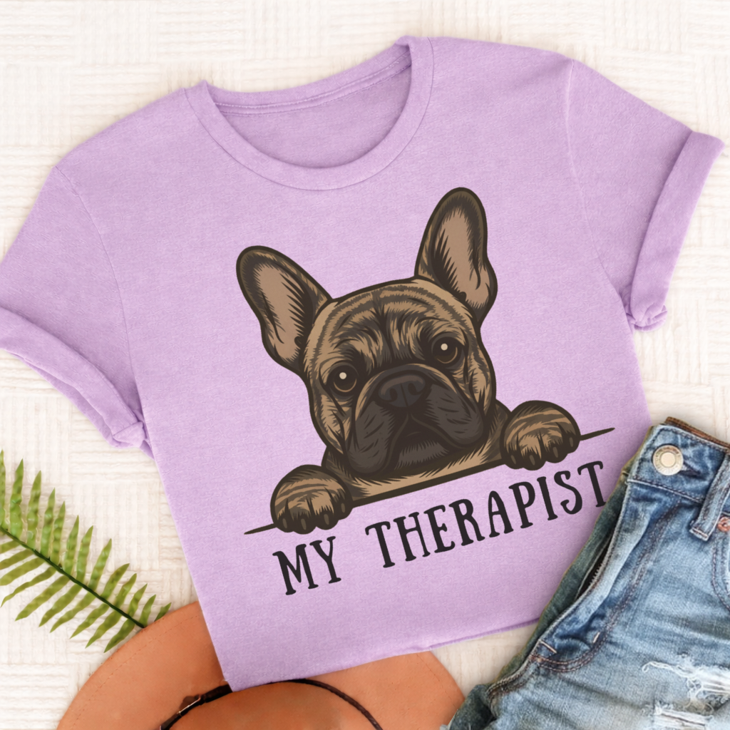 Custom French Bulldog Therapist Unisex Tshirt Orchid