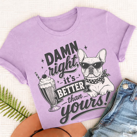 French Bulldog Milkshake To the Yard Unisex TShirt Orchid