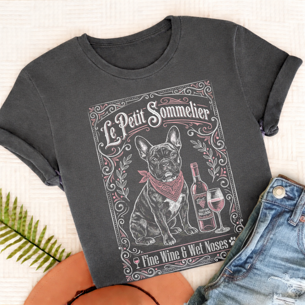 French Bulldog Wine Lover Unisex TShirt Pepper
