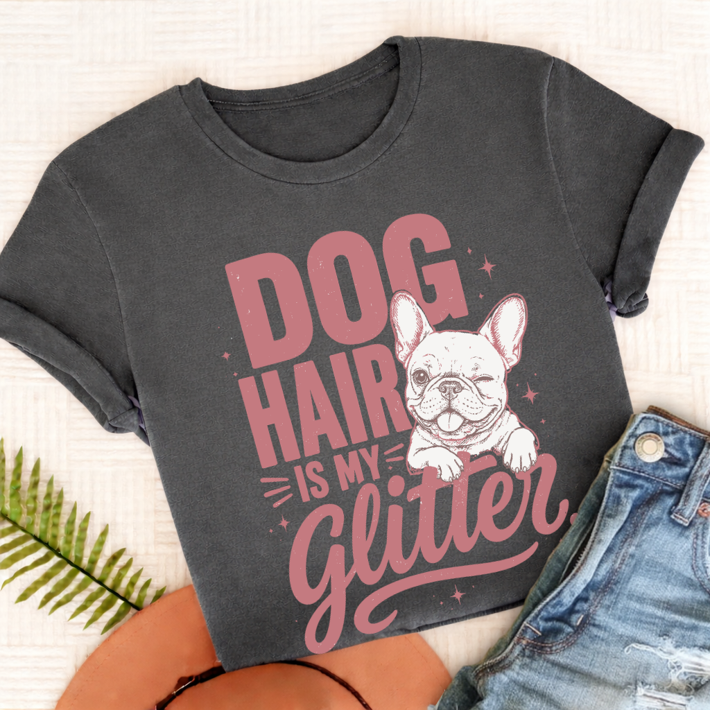 French Bulldog Glitter Dog Hair Unisex TShirt Pepper
