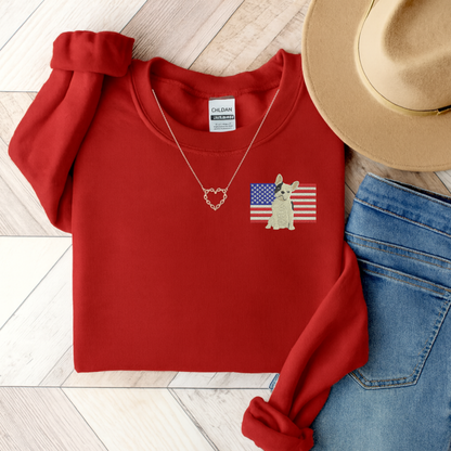 Embroidered Flag Piebald Frenchie Sweatshirt