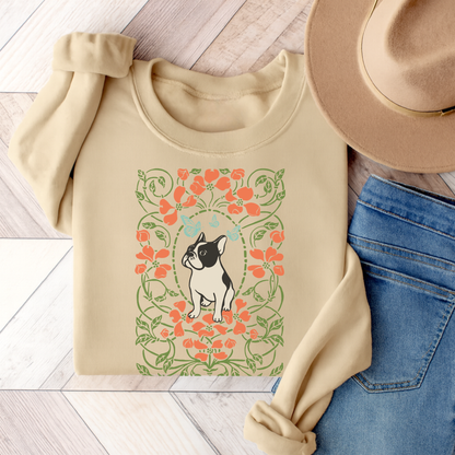 Piebald French Bulldog Butterfly Frame Sweatshirt Sand