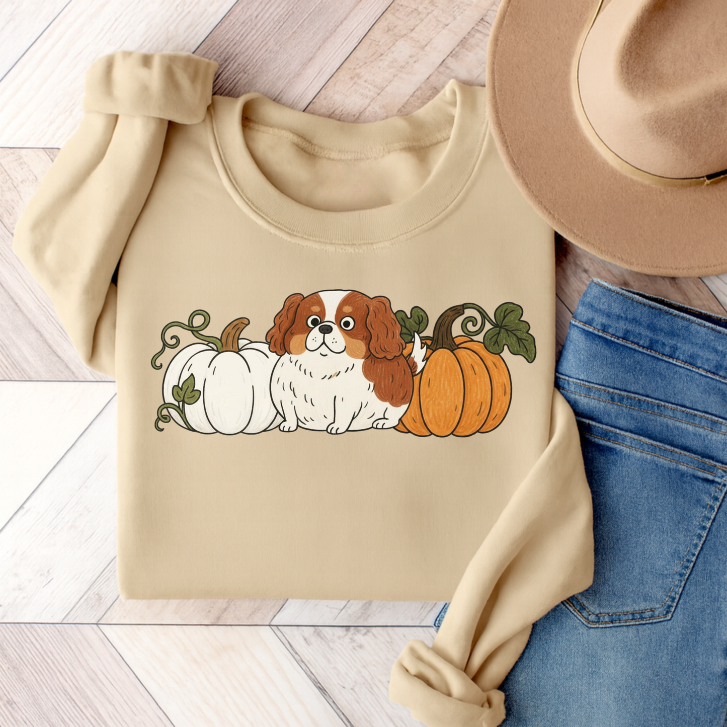 Blenheim Cavalier Pupkin Unisex Sweatshirt Sand