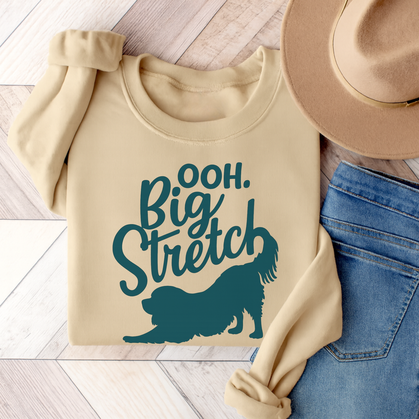 Cavalier King Charles Big Stretch Sweatshirt Sand