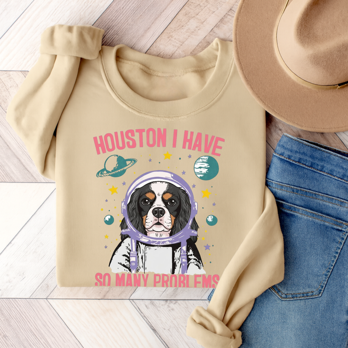 Tricolor Cavalier Houston Space Sweatshirt Sand